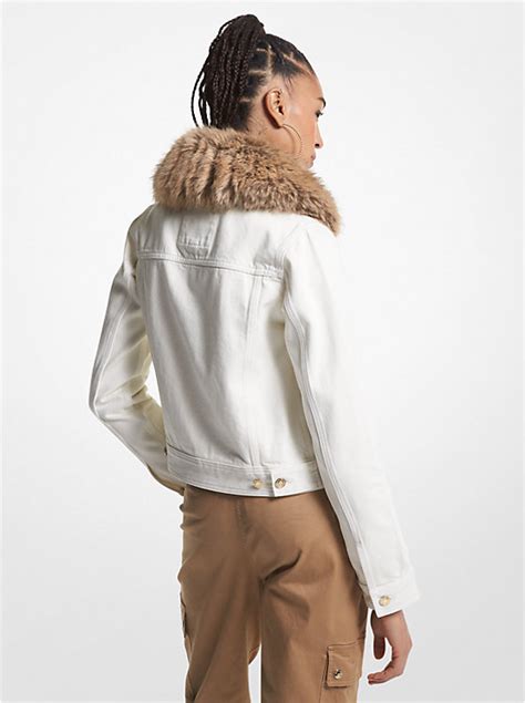 michael kors faux fur trim denim jacket|Michael Kors.